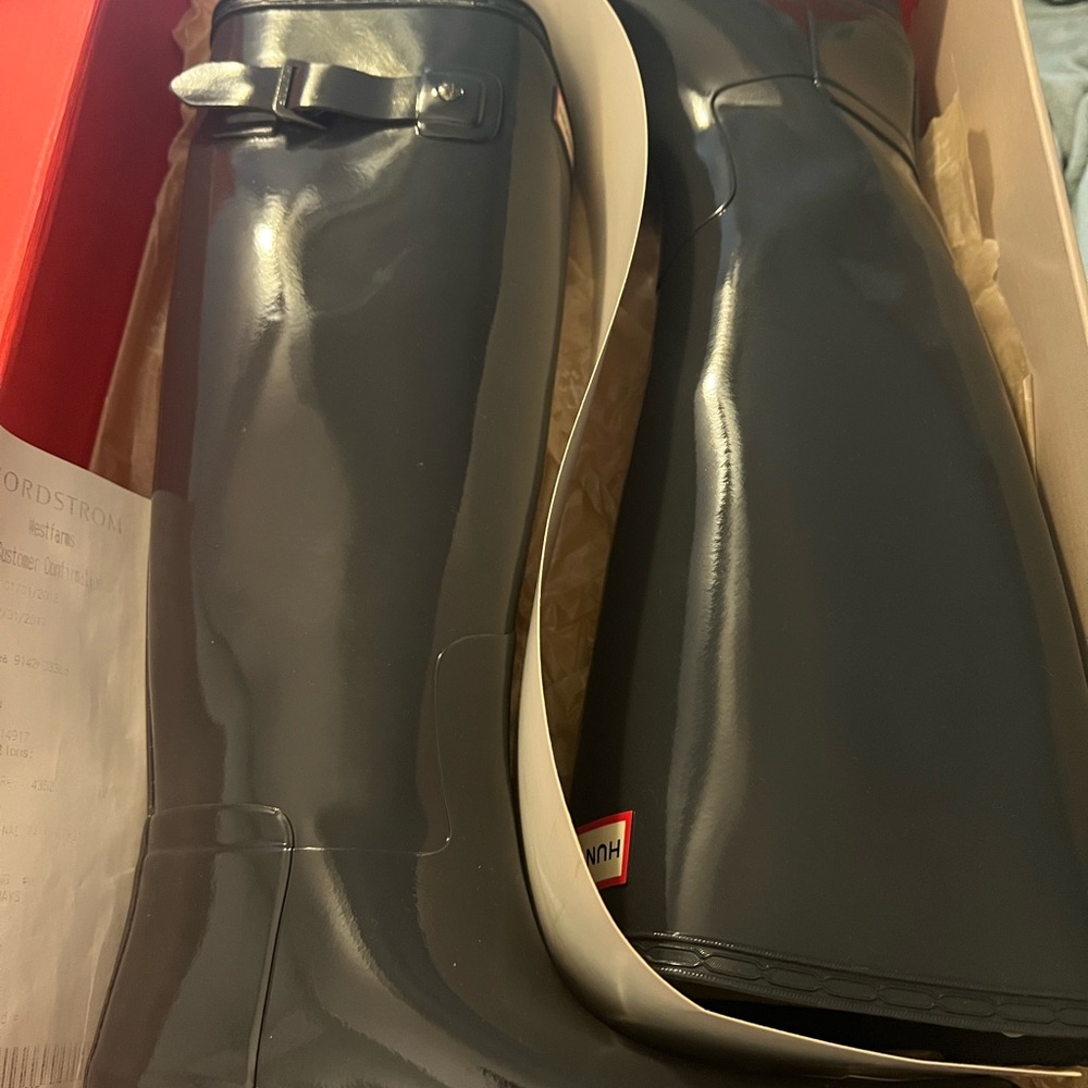 Hunter Glossy Dark Slate Rain Boots